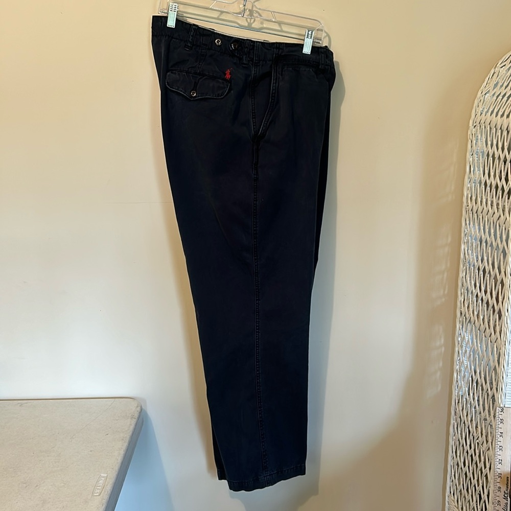 Vtg Polo Ralph Lauren Blue Chino Cotton Pants Red Logo Vintage Tags Size 38/29